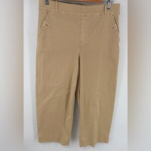 Spanx women’s stretch twill tan cropped wide leg pant shaping comfort size XL